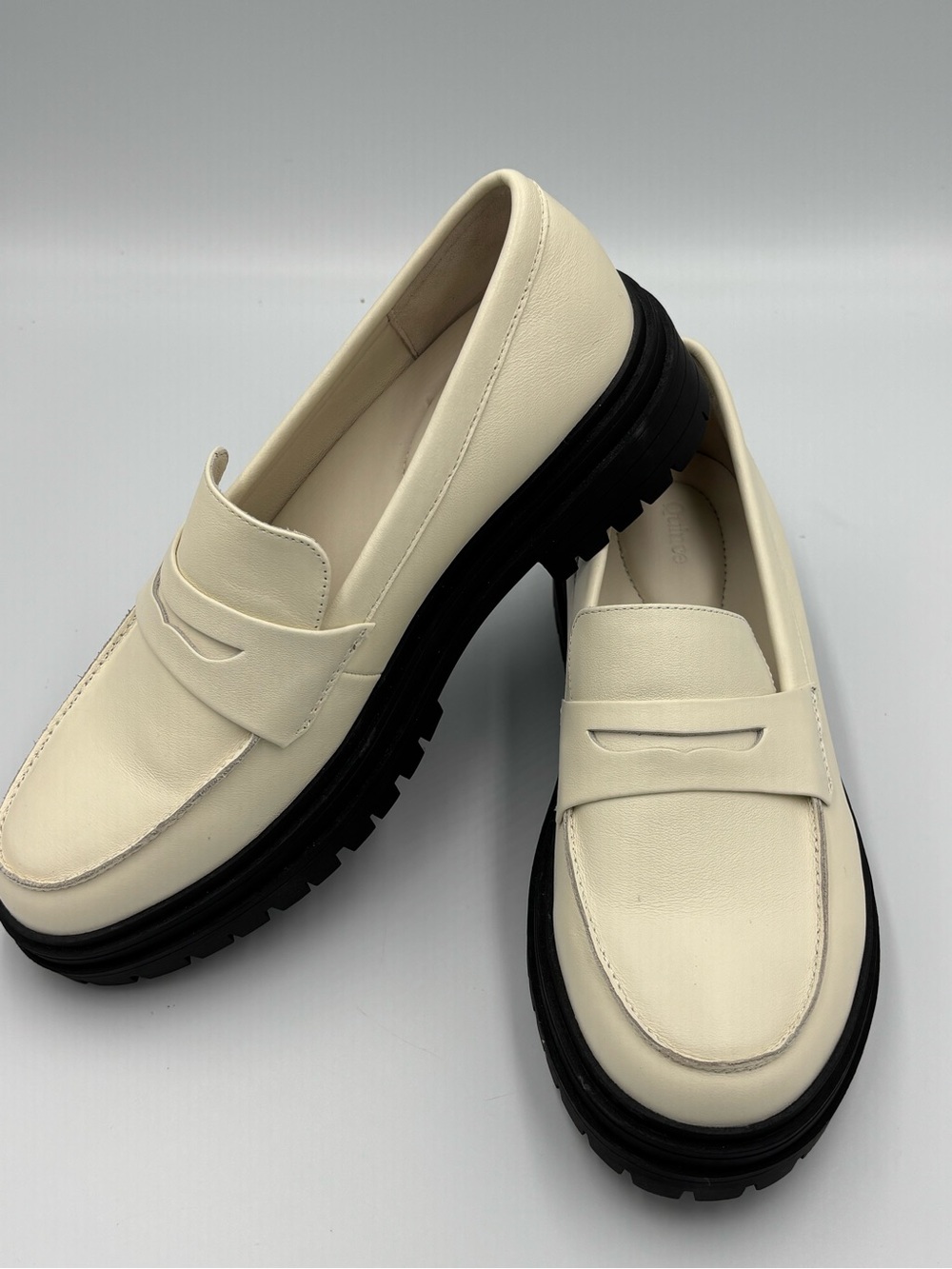 Quince Italian Leather Lug Sole Loafers Bone Cream Women’s 7.5